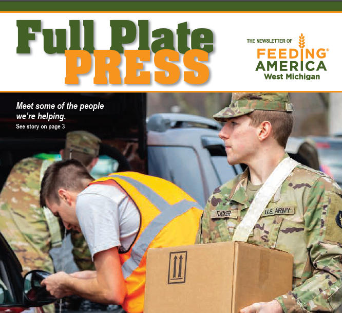 national guard member carrying food to car on full plate press issue cover